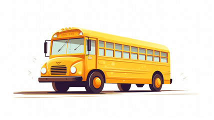 School bus type cartoon white background minimal