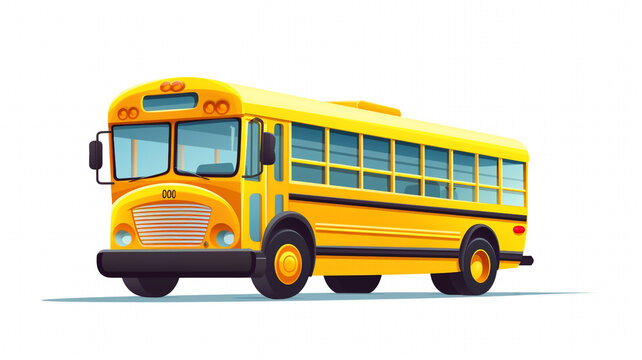 School bus type cartoon white background minimal