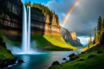 waterfall in rainbow Generated with AI