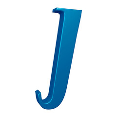 3D blue alphabet letter j for education and text concept