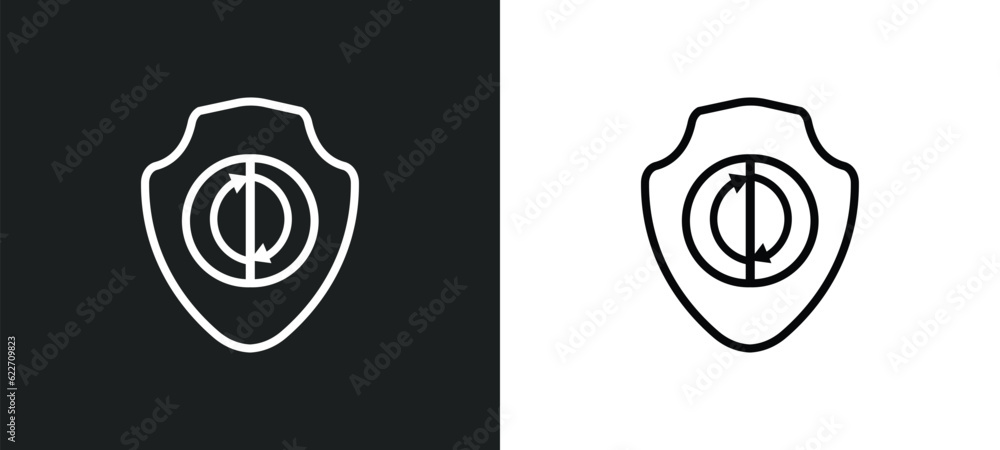 Poster sync outline icon in white and black colors. sync flat vector icon from networking collection for we