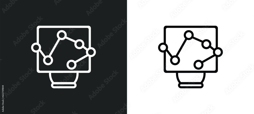 Poster web traffic outline icon in white and black colors. web traffic flat vector icon from networking col