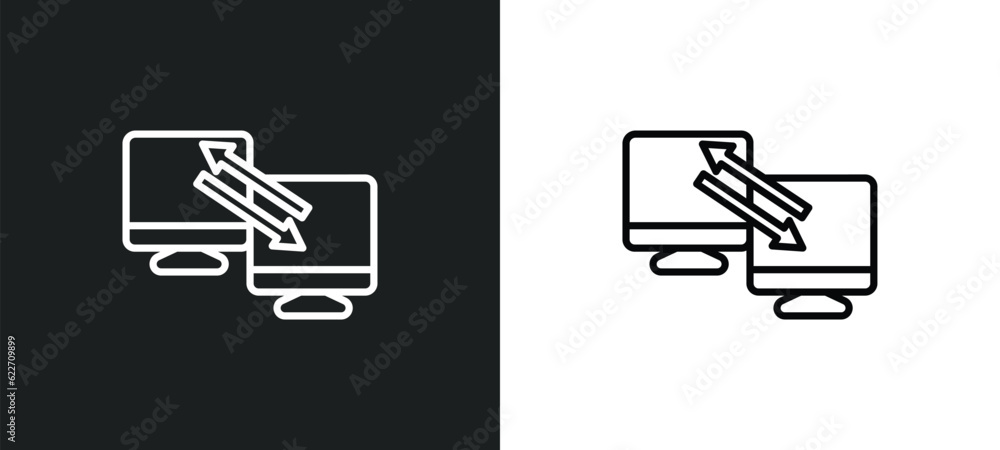 Poster remote access outline icon in white and black colors. remote access flat vector icon from networking