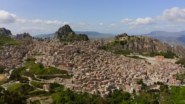 Caltabellota aerial view in Sicily Italy