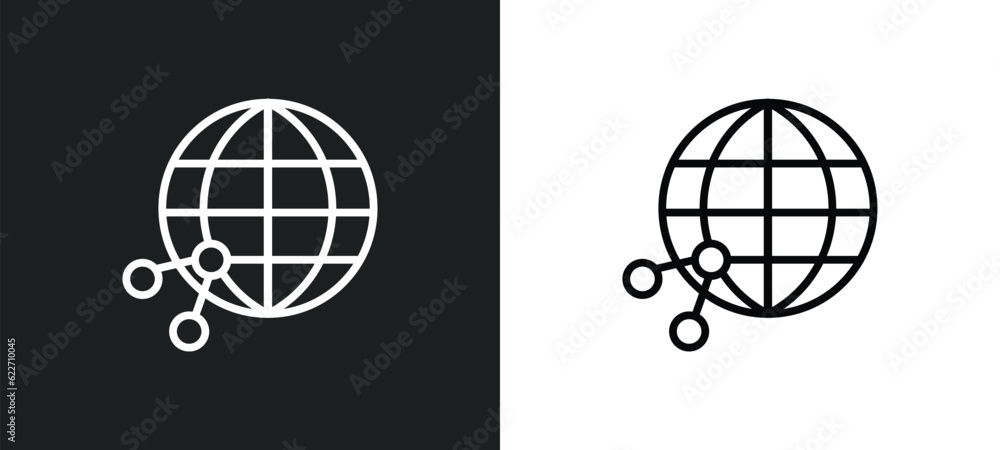 Poster network conection outline icon in white and black colors. network conection flat vector icon from ne
