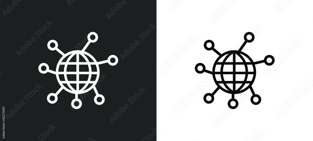 Poster network outline icon in white and black colors. network flat vector icon from internet security coll