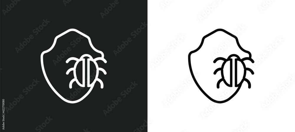 Poster malware outline icon in white and black colors. malware flat vector icon from internet security coll