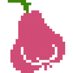 Rose apple cartoon icon in pixel style.
