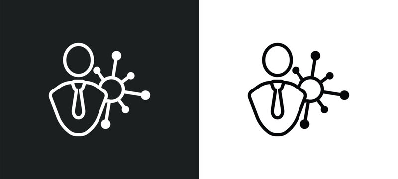 network adminstrator outline icon in white and black colors. network adminstrator flat vector icon from networking collection for web, mobile apps and ui.