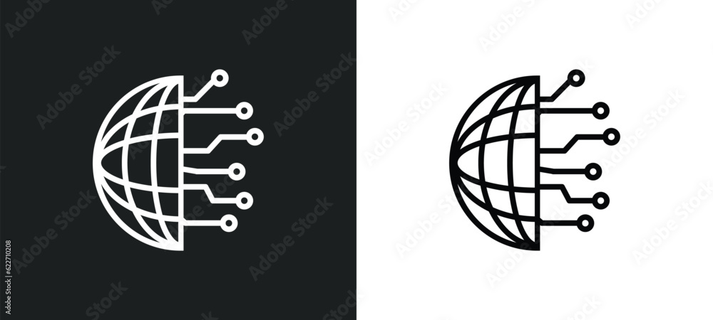 Poster network outline icon in white and black colors. network flat vector icon from networking collection 