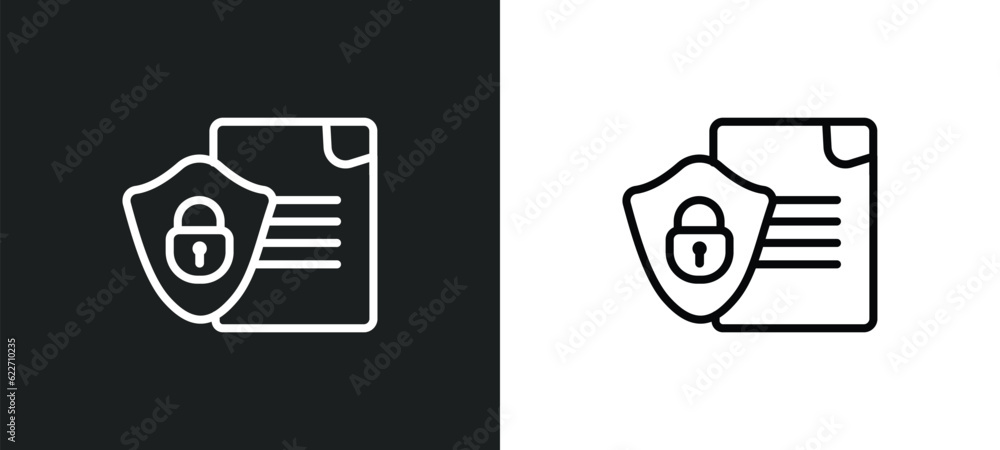Poster file security outline icon in white and black colors. file security flat vector icon from internet s