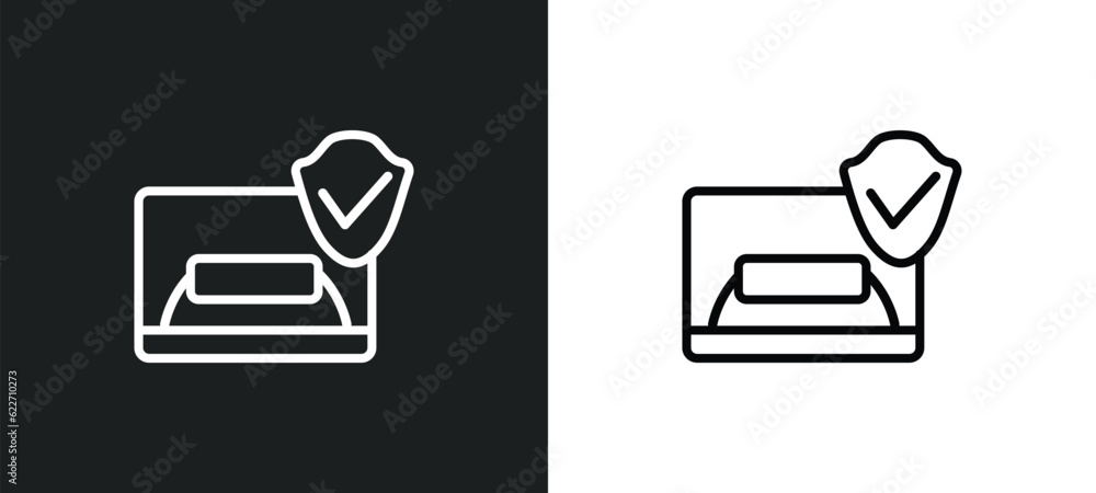 Poster email security outline icon in white and black colors. email security flat vector icon from internet