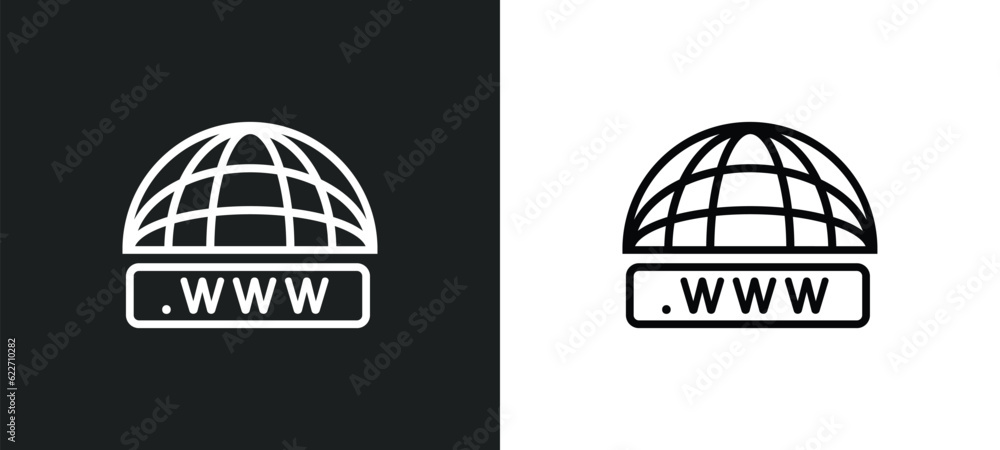Poster domain outline icon in white and black colors. domain flat vector icon from networking collection fo