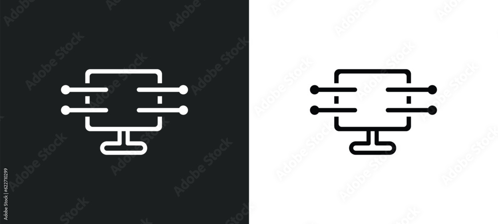 Poster data streaming outline icon in white and black colors. data streaming flat vector icon from networki