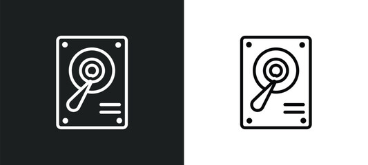 hard disc outline icon in white and black colors. hard disc flat vector icon from networking collection for web, mobile apps and ui.