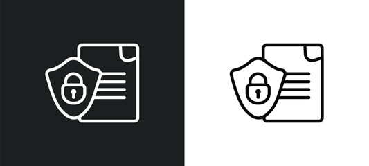 file security outline icon in white and black colors. file security flat vector icon from internet security collection for web, mobile apps and ui.