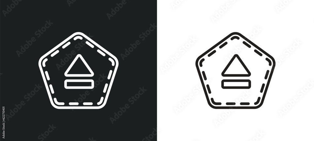 Poster eject outline icon in white and black colors. eject flat vector icon from interface collection for w