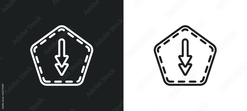 Poster up outline icon in white and black colors. up flat vector icon from interface collection for web, mo