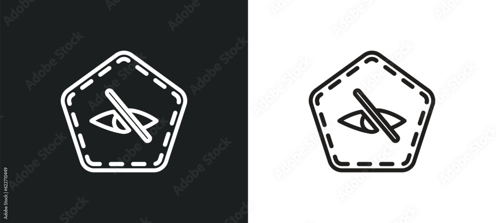 Poster hide outline icon in white and black colors. hide flat vector icon from interface collection for web