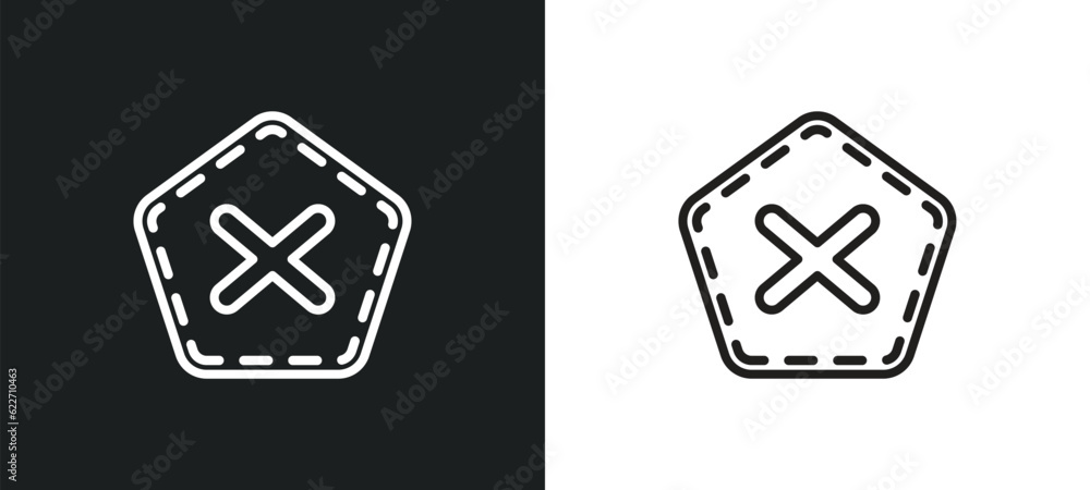 Poster x mark outline icon in white and black colors. x mark flat vector icon from interface collection for