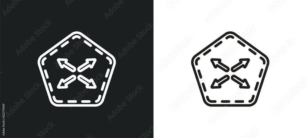 Poster fullscreen outline icon in white and black colors. fullscreen flat vector icon from interface collec