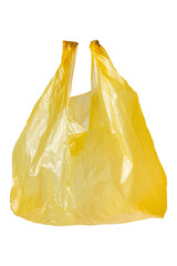 Plastic bag isolated on white background Yellow cellophane bag.