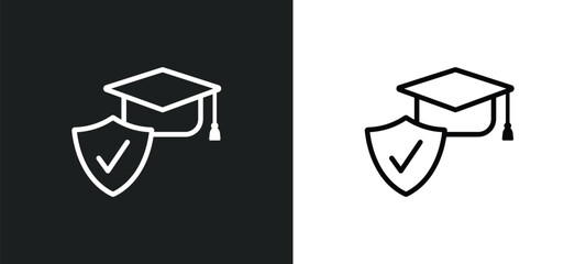 education insurance outline icon in white and black colors. education insurance flat vector icon from insurance collection for web, mobile apps and ui.