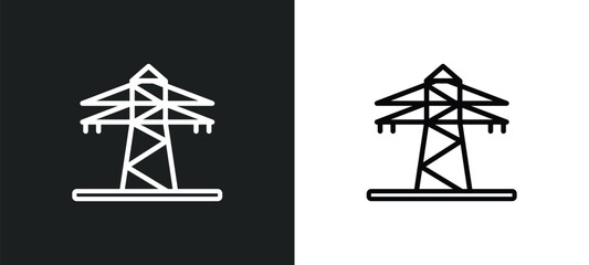 power line outline icon in white and black colors. power line flat vector icon from industry collection for web, mobile apps and ui.