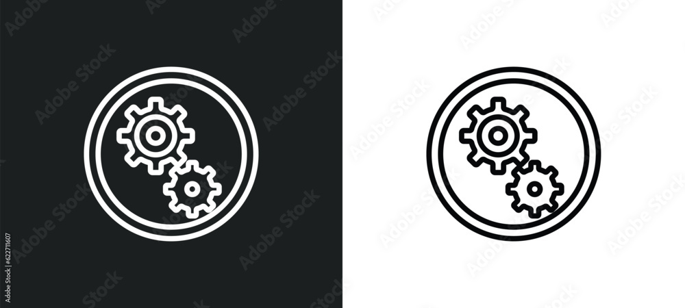 Poster mechanism outline icon in white and black colors. mechanism flat vector icon from industry collectio