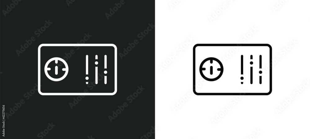 Poster control panel outline icon in white and black colors. control panel flat vector icon from industry c