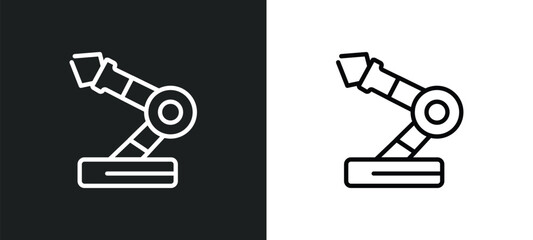 robotic arm, outline icon in white and black colors. robotic arm, flat vector icon from industry collection for web, mobile apps and ui.