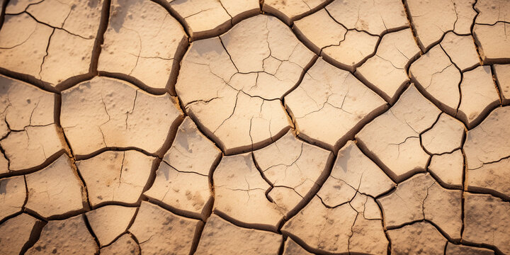 Abstract Texture Background, Cracked Desert Ground, Rich Details, Natural Sepia Tones, Harsh Midday Light Creating High Contrast