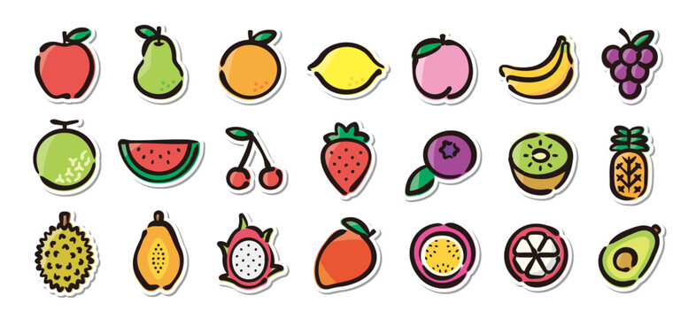 Illustrated sticker set of fruits.Quick and simple to use.