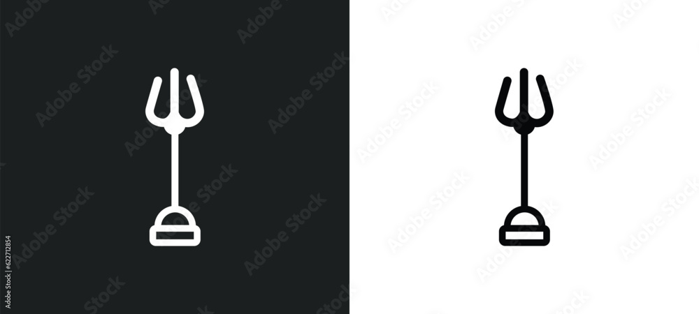 Poster trisul outline icon in white and black colors. trisul flat vector icon from india collection for web