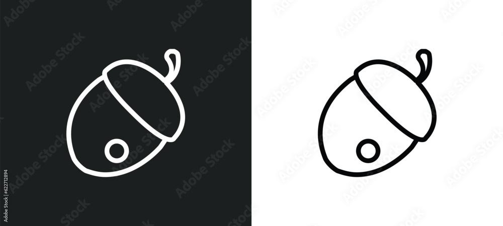 Poster nut outline icon in white and black colors. nut flat vector icon from india collection for web, mobi