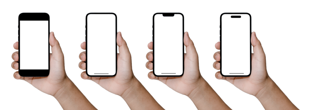 Smartphone similar to iphone 16 with blank white screen for Infographic Global Business Marketing Plan, mockup model similar to iPhone 15 isolated Background of digital investment economy