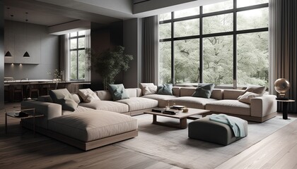 Modern living room, generative AI