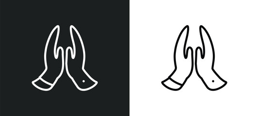 Obraz premium namaste outline icon in white and black colors. namaste flat vector icon from india collection for web, mobile apps and ui.