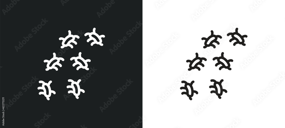 Poster microbes outline icon in white and black colors. microbes flat vector icon from hygiene collection f