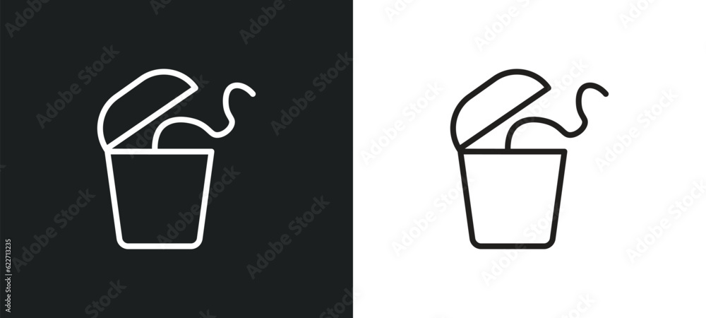 Poster flossing outline icon in white and black colors. flossing flat vector icon from hygiene collection f