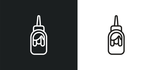 Fototapeta na wymiar hair tonic outline icon in white and black colors. hair tonic flat vector icon from hygiene collection for web, mobile apps and ui.