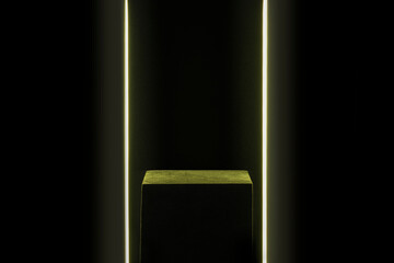 neon cube on black background
