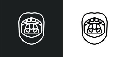 tonsil outline icon in white and black colors. tonsil flat vector icon from human body parts collection for web, mobile apps and ui.