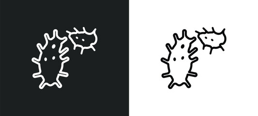 three bacteria outline icon in white and black colors. three bacteria flat vector icon from human body parts collection for web, mobile apps and ui.