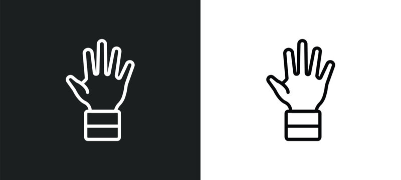 hand showing palm outline icon in white and black colors. hand showing palm flat vector icon from human body parts collection for web, mobile apps and ui.