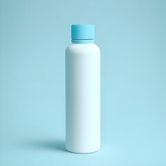 Unlabeled blue cosmetic product bottle in a blue background: Generative AI