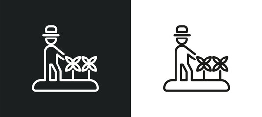 gardener with hat outline icon in white and black colors. gardener with hat flat vector icon from humans collection for web, mobile apps and ui.