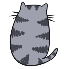 Cat on the back side, Hand drawn on transparent backgound. Printable with good quality.