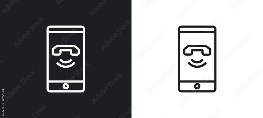 Poster call outline icon in white and black colors. call flat vector icon from job resume collection for we