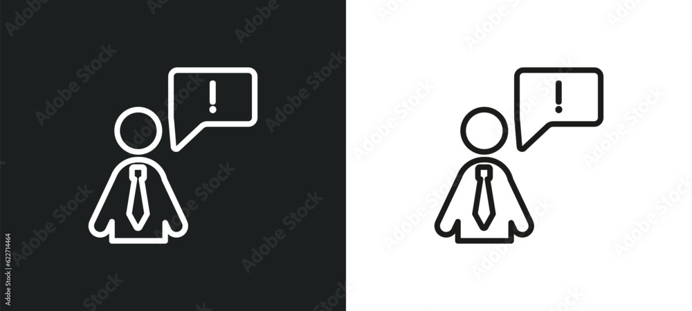 Poster grievance outline icon in white and black colors. grievance flat vector icon from human resources co